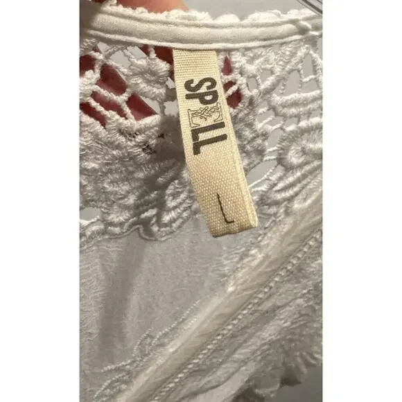 Spell & Gypsy Large Magnolia White Lace Eyelet Embroidered Babydoll Dress READ - Picture 6 of 14